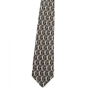 Lyndon 100% silk tie. Lovely pattern in cream and shades of gray.  EUC